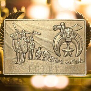 Vintage Harry Klitzner Masonic Masons Brass Shriners Belt Buckle 3" x 2" VGC